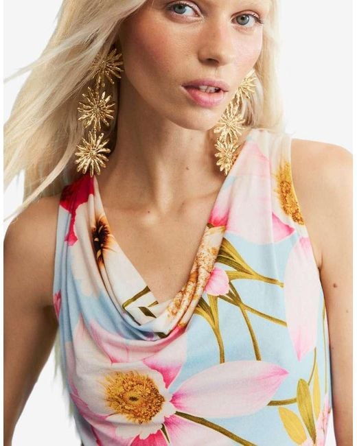 Desigual Blue Sleeveless Printed Dress
