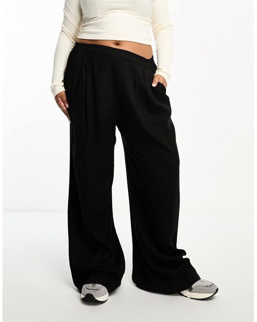 ASOS White Asos Design Curve Clean Front Wide Leg Pants