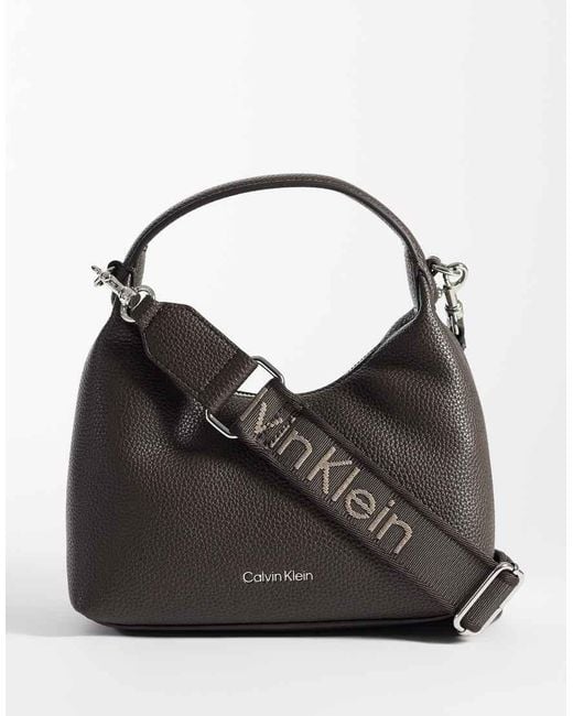 Calvin Klein Black Shoulder Bag With Canvas Cross-Body Strap