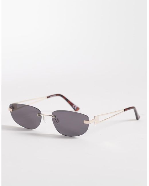 ASOS Metallic Rimless Rectangle Sunglasses for men