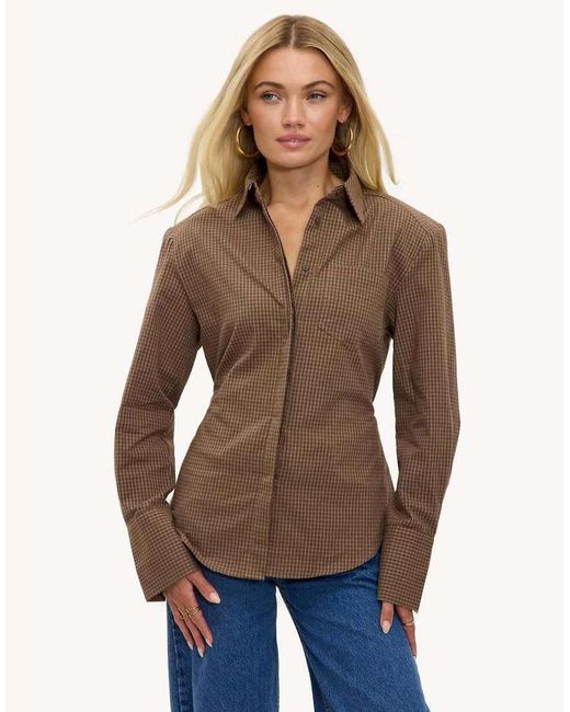 Loavies Brown Campfire Currents Button Blouse