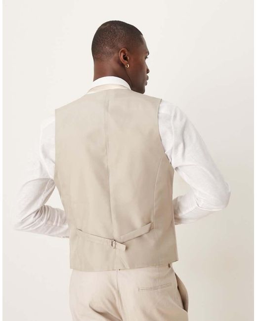 ASOS Natural Slim Linen Suit Waistcoat for men