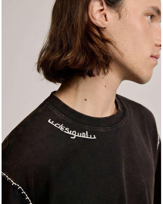 Desigual Black Plain T-Shirt Detail for men