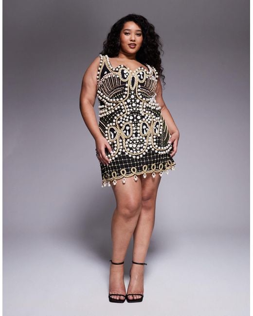 ASOS Gray Curve Embellished Square Neck Mini Dress