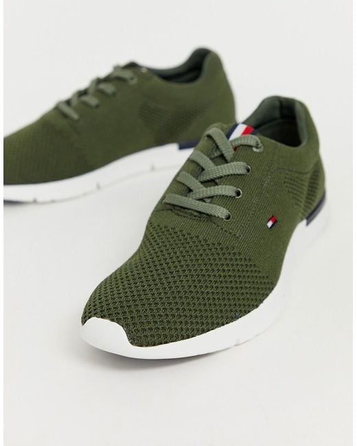 Tommy Hilfiger Green Lightweight Knitted Trainer for men