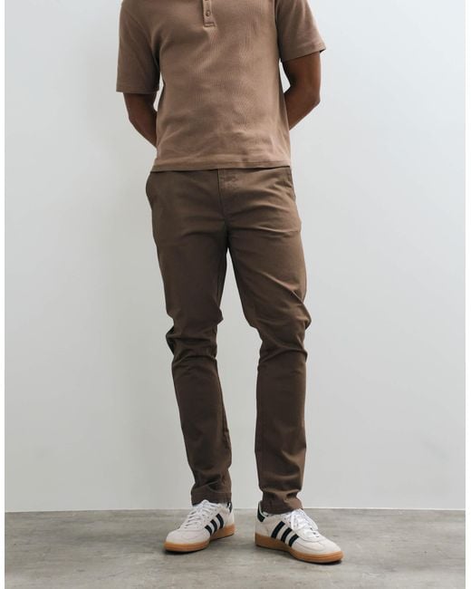 Threadbare Brown Slim Leg Pants for men