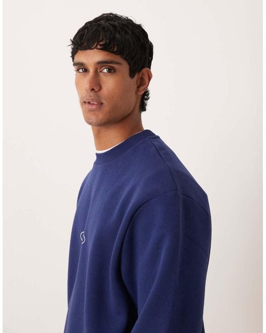 ASOS Blue Relaxed Fit Sweatshirt With Print for men