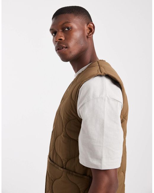 Farah – cambell – wattierte weste in Natural für Herren