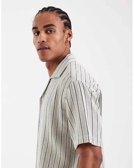 Jack & Jones White Stripe Textured Shirt for men