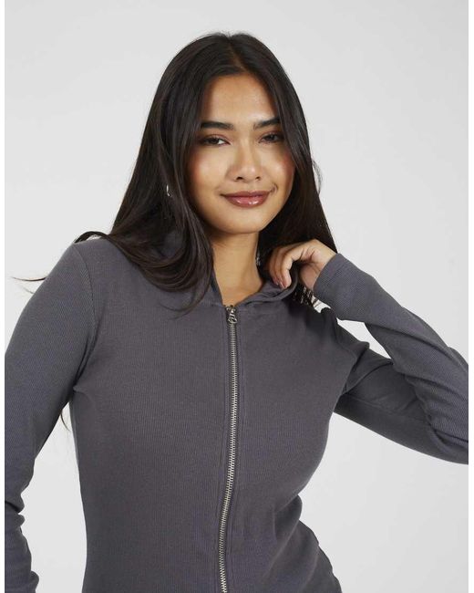 Brave Soul Blue Long Sleeve Zip Through Hoodie Top