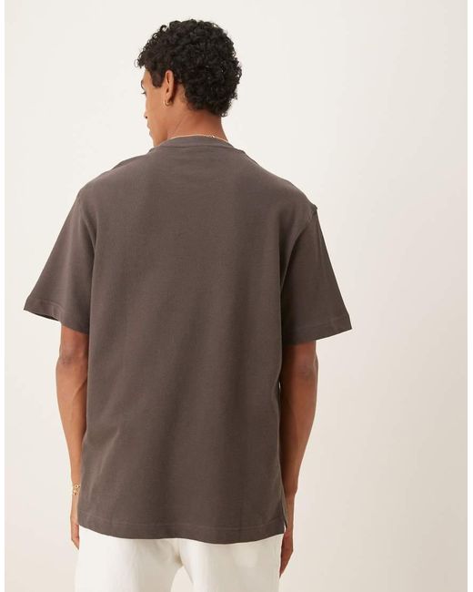 Mango Brown Textured Regular Fit T-shirt for men