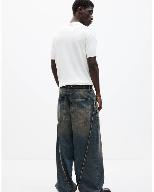 Pull&Bear White Short Sleeve Viscose Polo for men