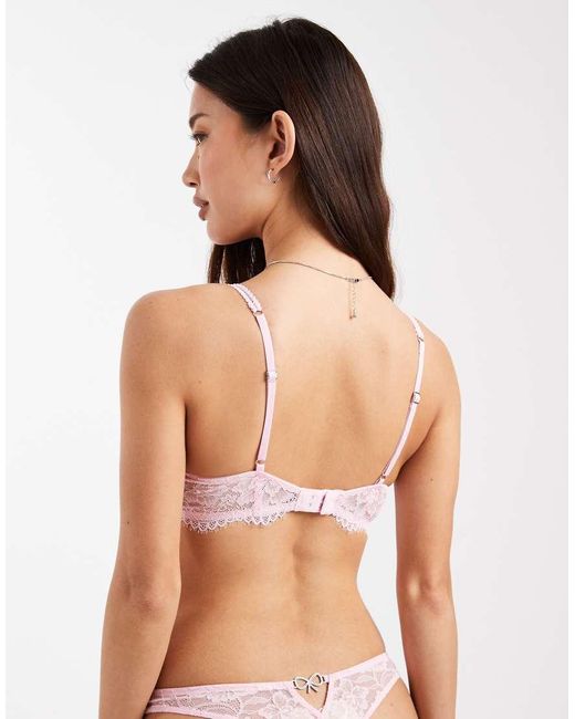 Lindex Pink Lace Non Padded Underwired Balconette Bra