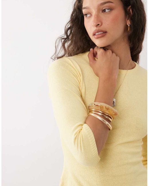 ASOS Yellow Knitted 3/4 Sleeve Top