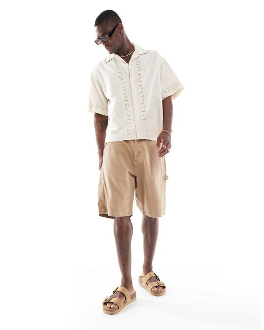 Camicia Color Panna Con Colletto A Rever E Applicazioni Floreali di Jack & Jones in White da Uomo