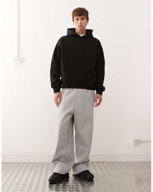 Weekday Black Heavyweight Jersey Oversized Boxy Fit Hoodie for men