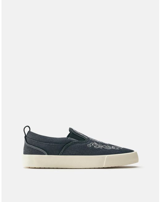 Baskets en toile brodée Pull&Bear pour homme en coloris Blue