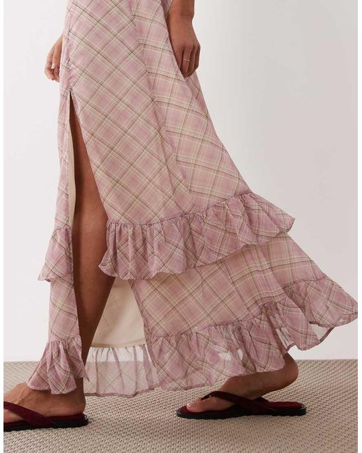 Miss Selfridge Pink Maxi Skirt With Frill