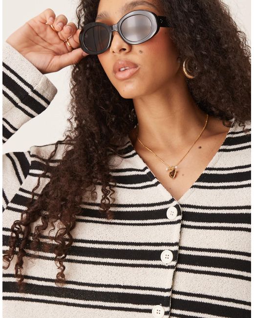 Gilet manches longues d'ensemble en tissu texturé à rayures - noir et blanc ASOS en coloris Multicolor
