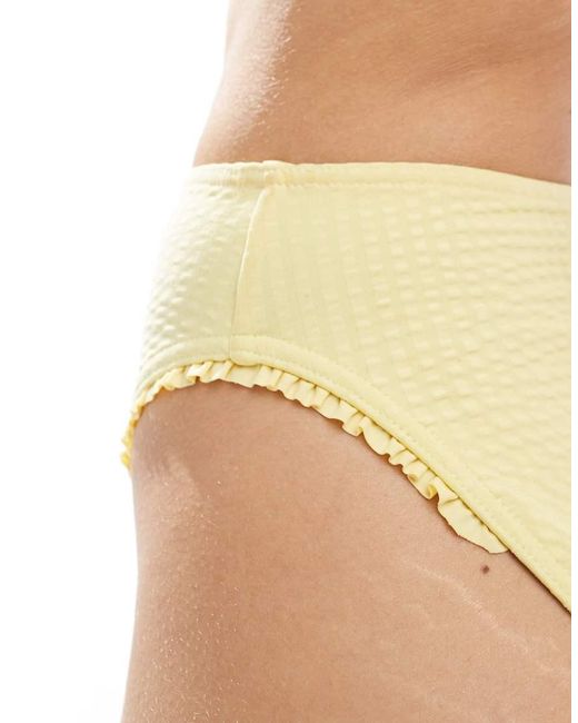ASOS Natural Stella Seersucker High Leg High Waist Bikini Bottom