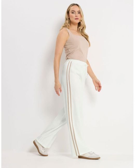 Long Tall Sally White Side Stripe Wide Leg Trousers