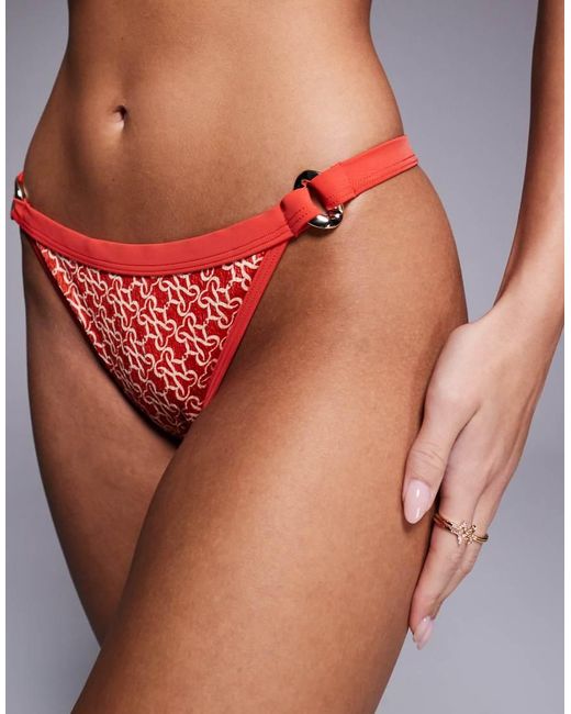 River Island Red Monogram Bikini Brief