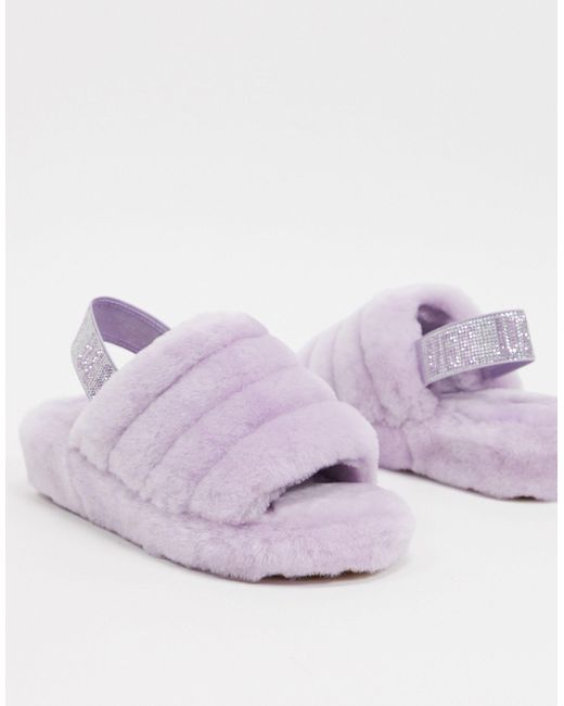 Ugg Purple Fluff Yeah Bling Slide Slippers