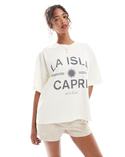 4th & Reckless White La Isla Capri Printed T-shirt