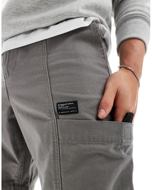 Pantaloni comodi cargo grigi con toppa di ASOS in Gray da Uomo