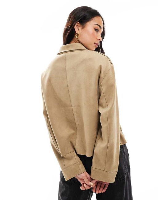 Stradivarius Blue Faux Suede Jacket