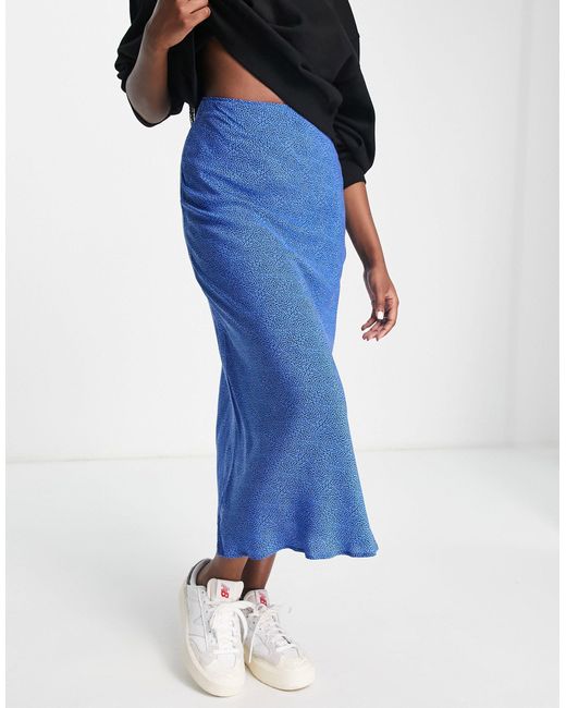 Whistles Animal Fleck Bias Cut Midi Skirt in Blue Lyst UK