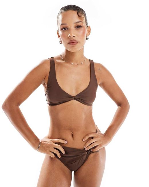 Miss Selfridge Multicolor Twist Front Crop Bikini Top