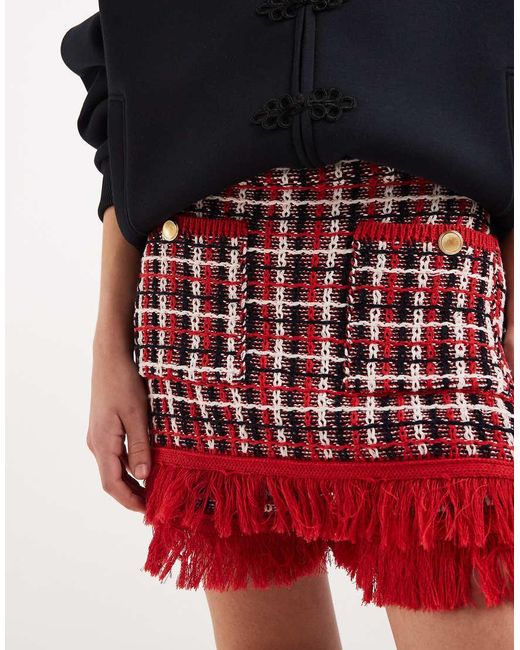 ASOS Red Knitted Tweed Skort