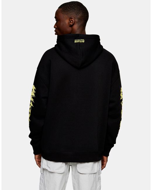 TOPMAN Shadow Print Hoodie in Black for 
