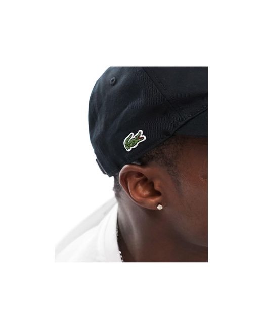 Gorra negra con logo lateral Lacoste de hombre de color Black