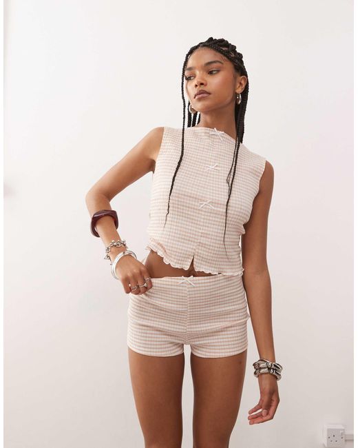 Reclaimed (vintage) Natural Micro Short With Bow Detail Co-Ord