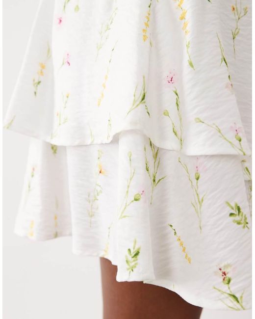 Vila White Tiered Flippy Mini Skirt
