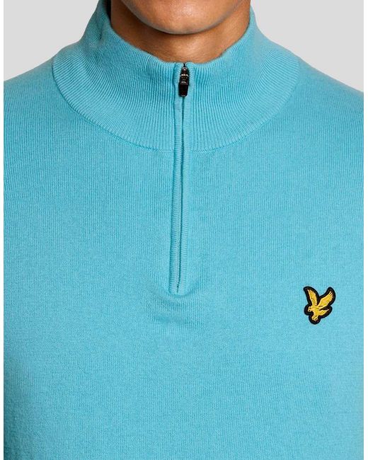 Lyle & Scott Blue Mid Knits Golf Quarter Zip Jumper for men