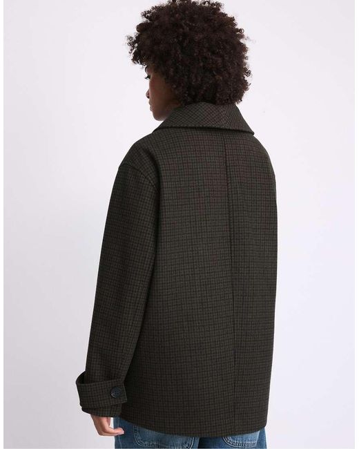 Stradivarius Green Shawl Neck Felt Coat