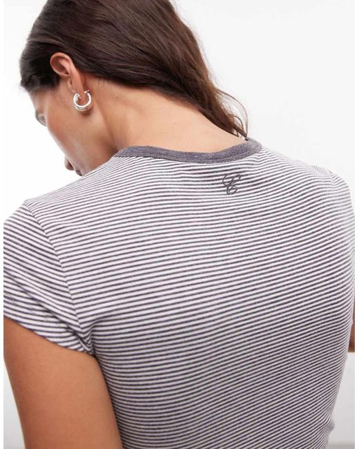 Collusion Multicolor Fitted Cap Sleeve T-shirt