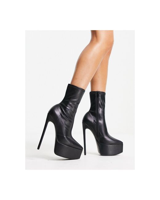 ASOS Electrify Heeled Platform Sock Boots in Black Lyst