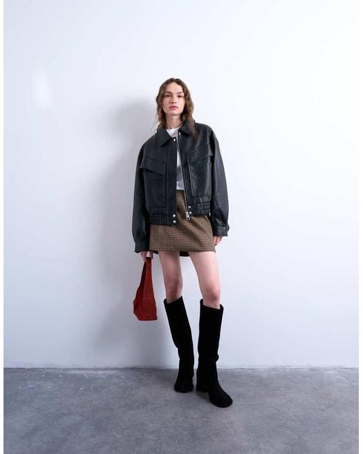 Giacca Bomber Squadrata di TOPSHOP in White
