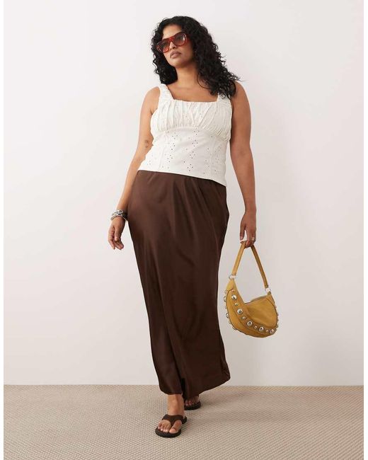 ASOS White Asos Design Curve Eyelet Milkmaid Top With Gathered Bust