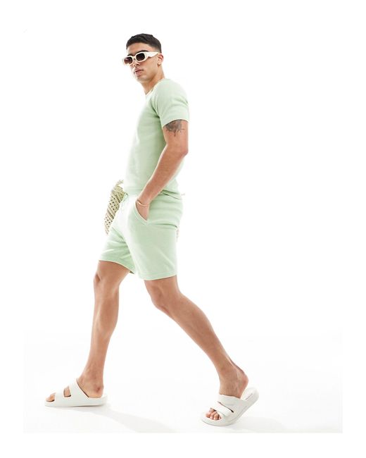 ASOS – shorts aus mittelschwerem baumwollstrick in Green für Herren