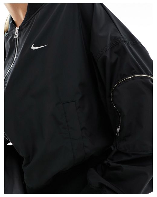Nike Black Essenitals Oversized Bomber Jacket