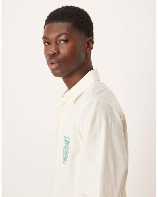 ASOS Natural Regular Fit Shirt With Chest Embroidery for men