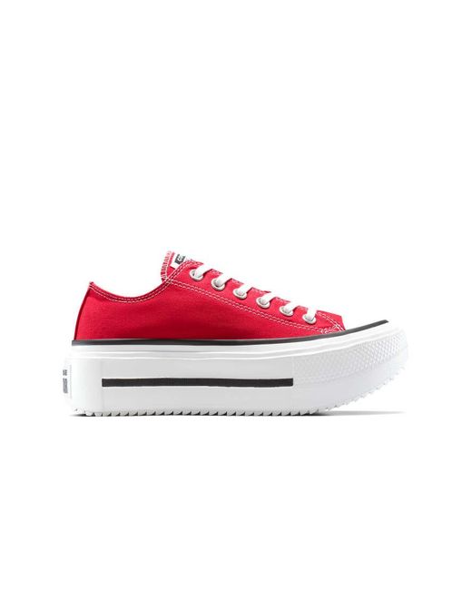 Zapatillas De Deporte Rojas Con Plataforma Chuck Taylor All Star Lift Ox Double Stack De -Rojo Converse de color Red