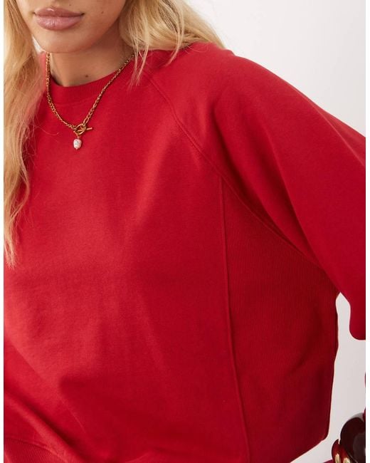 Mango Red Teen Sweatshirt With Puff Sleeves