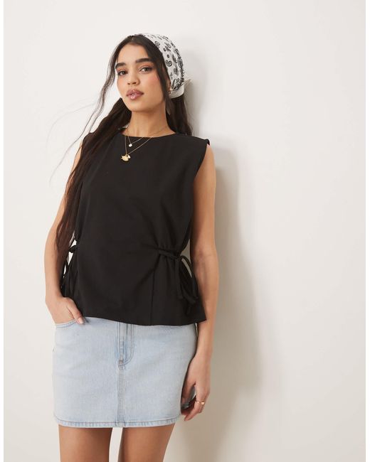 ASOS Black Oversized Tank With Tie Detail