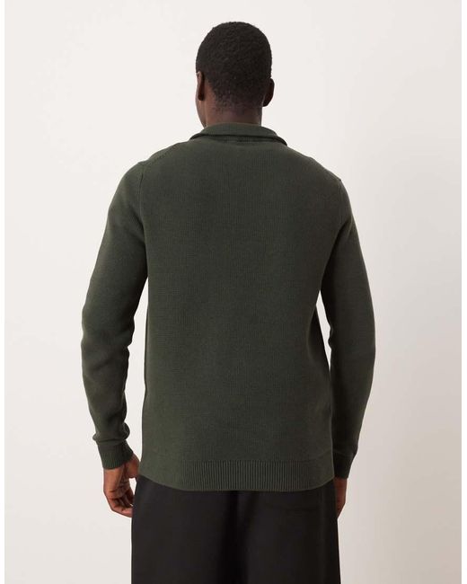 SELECTED Gray 100% Cotton Knitted Half Zip for men